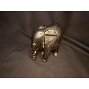 Hand Carved Wood Elephant Figurine Tribal Folk Art 4.5"